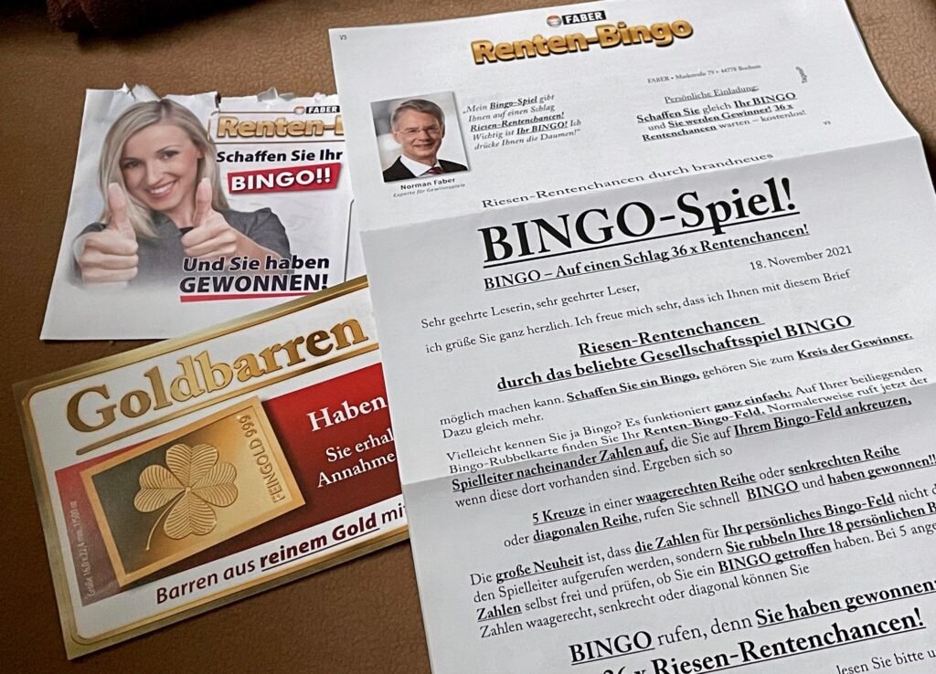 Faber Renten-Bingo Brief 