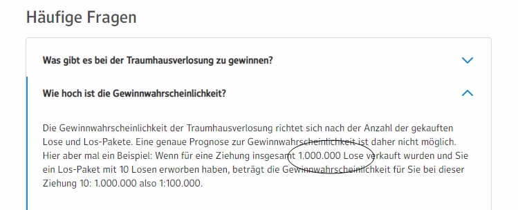 Angebliche Gewinnchance bei Traumhauslotterie